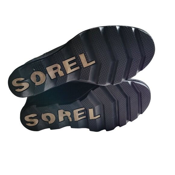 Sorel Joan Of Arctic Wedge II Black Waterproof Leather Lace-Up Boots Women SZ 7 - Picture 9 of 11